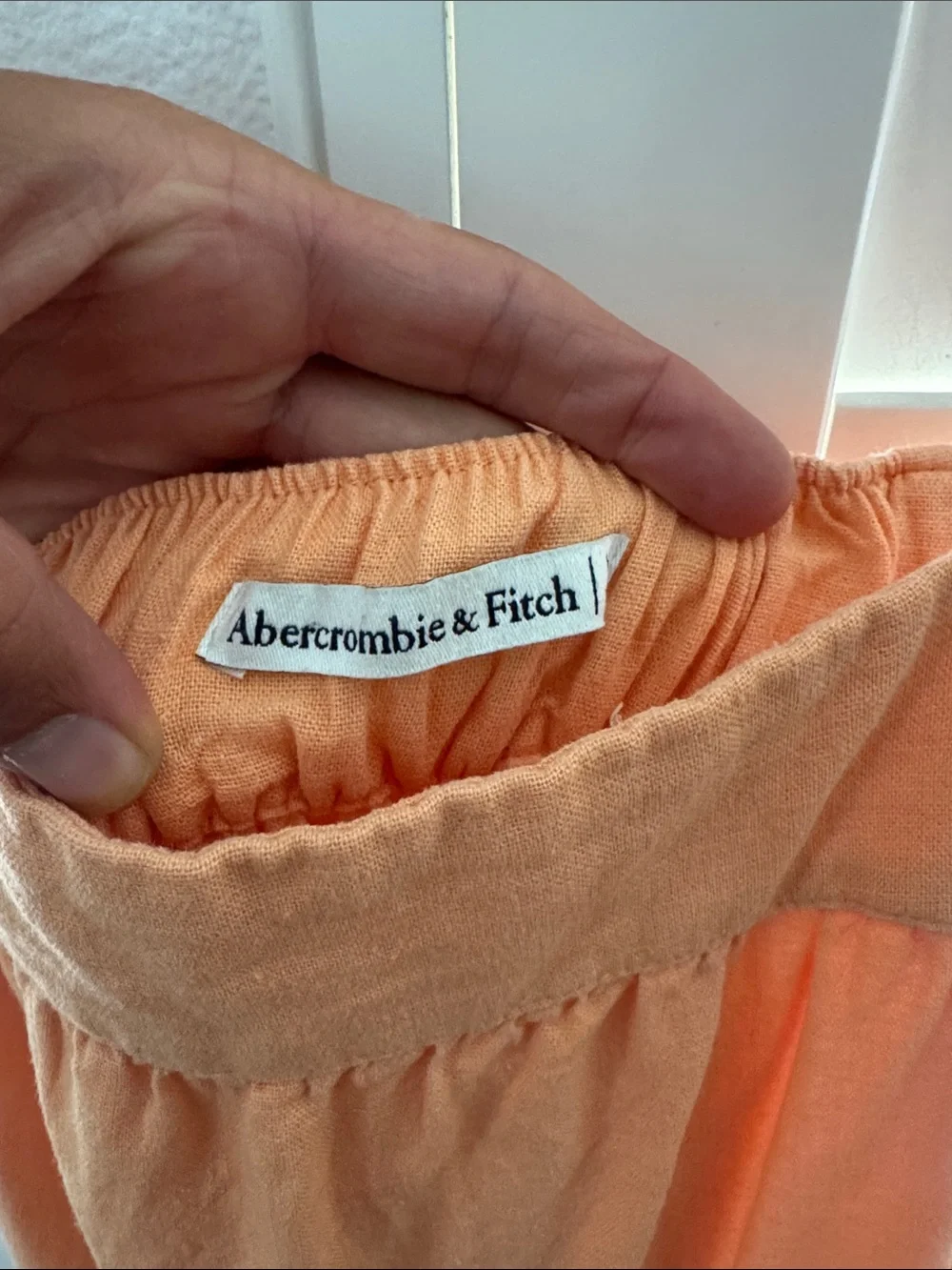 Abercrombie & Fitch Light Peach Elastic-Waist Maxi Skirt